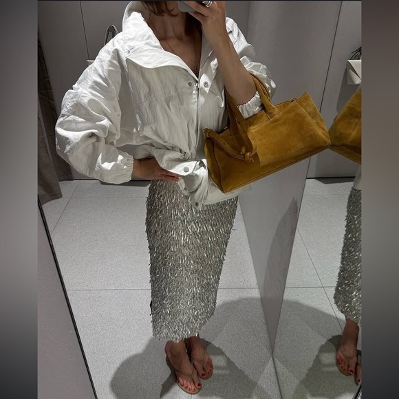 Zara Dresses & Skirts - ZARA SEQUIN MIDI SKIRT